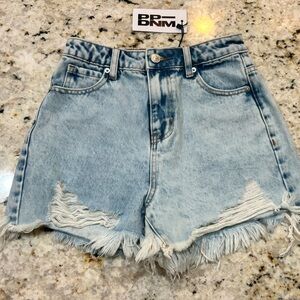 Princess Polly Light Blue Distressed Jean Shorts